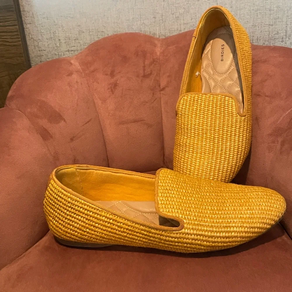 EUC Birdies The Starling Raffia Sunflower Woven Flats - Picture 3 of 5